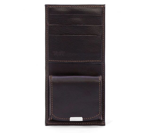 La Guêpe - Petite Maroquinerie - Porte-monnaie carré à rabat cuir marron - 012