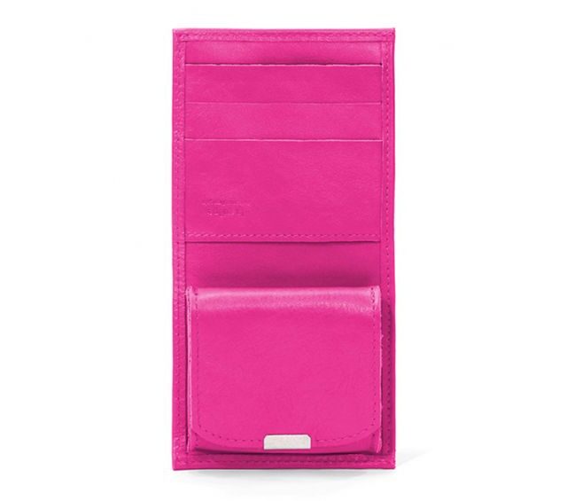 La Guêpe - Petite Maroquinerie - Porte-monnaie carré à rabat en cuir fuchsia - 012