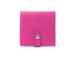 La Guêpe - Porte-monnaie carré à rabat en cuir fuchsia  012