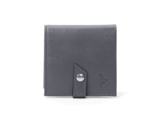 La Guêpe - Porte-monnaie carré à rabat en cuir gris  012