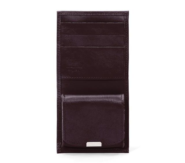 La Guêpe - Petite Maroquinerie - Porte-monnaie carré à rabat en cuir marron - 012