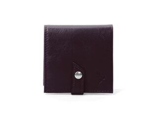 La Guêpe - Porte-monnaie carré à rabat en cuir marron – 012