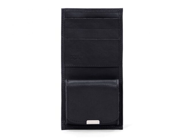 La Guêpe - Petite Maroquinerie - Porte-monnaie carré à rabat en cuir noir - 012