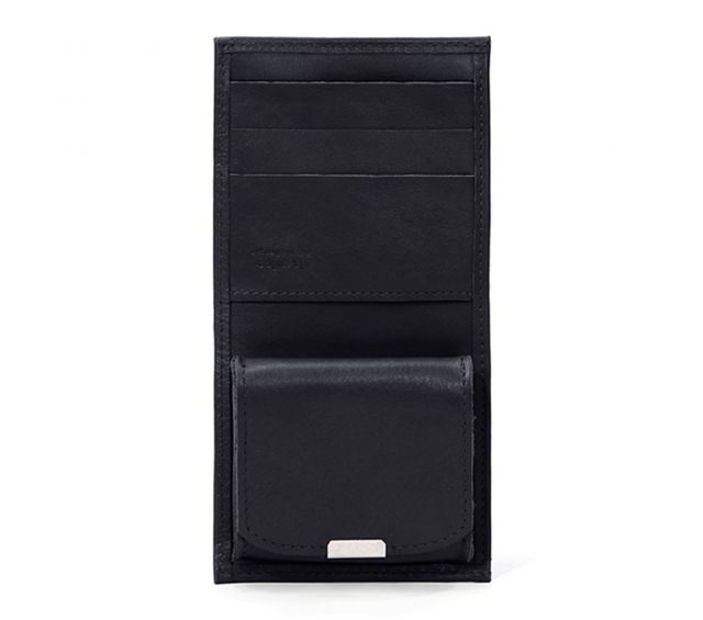 La Guêpe - Petite Maroquinerie - Porte-monnaie carré à rabat en cuir noir - 012