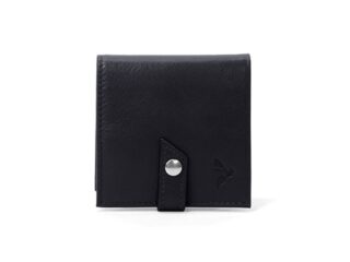 La Guêpe - Porte-monnaie carré à rabat en cuir noir  012