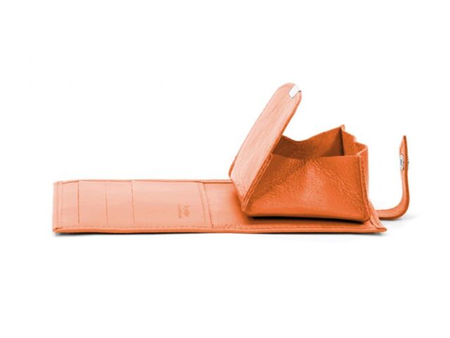 La Guêpe - Petite Maroquinerie - Porte-monnaie carré à rabat en cuir orange - 012