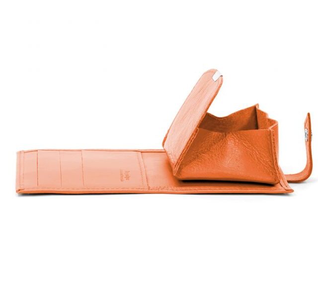 La Guêpe - Petite Maroquinerie - Porte-monnaie carré à rabat en cuir orange - 012