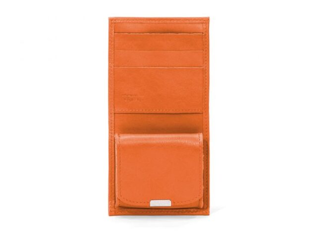 La Guêpe - Petite Maroquinerie - Porte-monnaie carré à rabat en cuir orange - 012