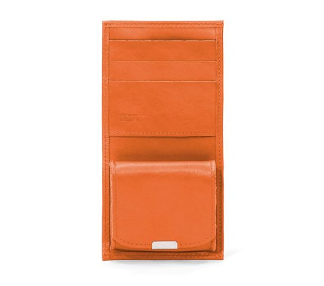 La Guêpe - Petite Maroquinerie - Porte-monnaie carré à rabat en cuir orange - 012