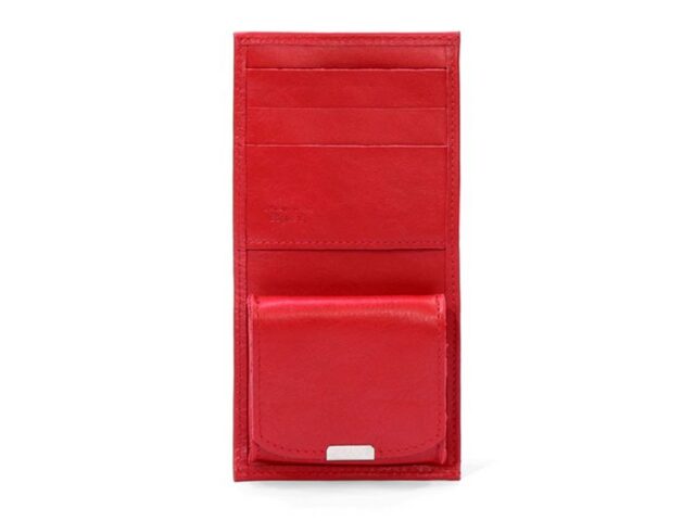 La Guêpe - Petite Maroquinerie - Porte-monnaie carré à rabat en cuir rouge - 012