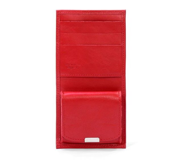 La Guêpe - Petite Maroquinerie - Porte-monnaie carré à rabat en cuir rouge - 012