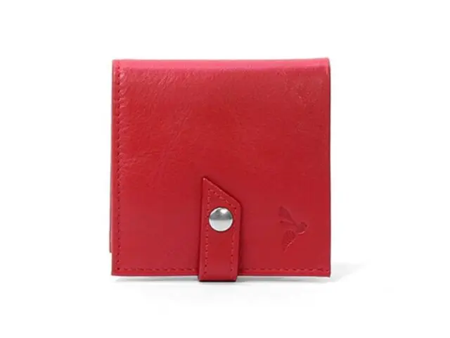 La Guêpe - Porte-monnaie carré à rabat en cuir rouge – 012