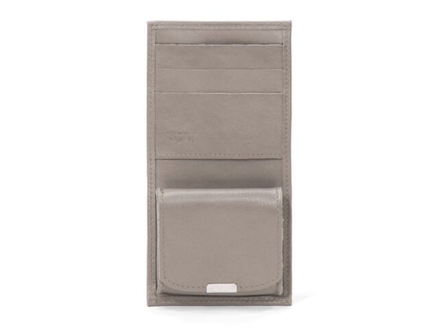 La Guêpe - Petite Maroquinerie - Porte-monnaie carré à rabat en cuir taupe - 012