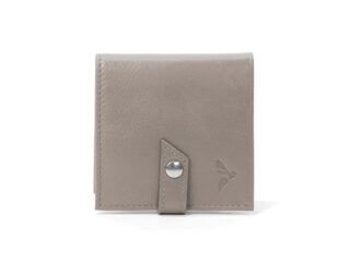 La Guêpe - Porte-monnaie carré à rabat en cuir taupe – 012