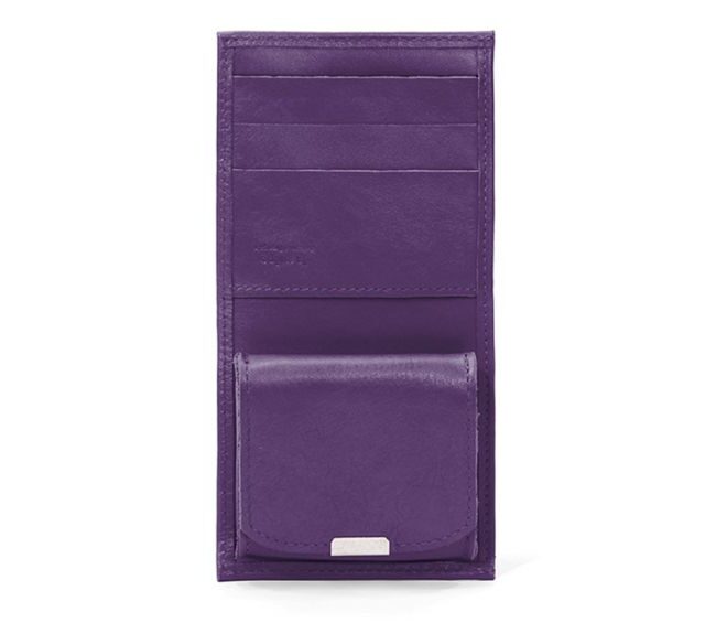 La Guêpe - Petite Maroquinerie - Porte-monnaie carré à rabat en cuir violet - 012