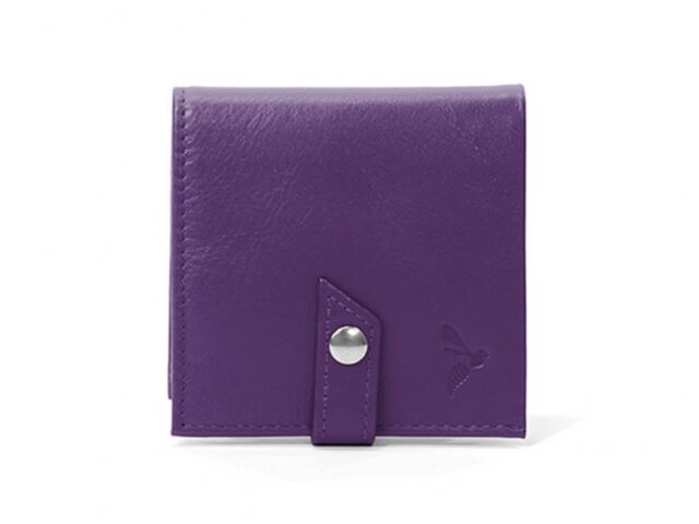 La Guêpe - Porte-monnaie carré à rabat en cuir violet – 012