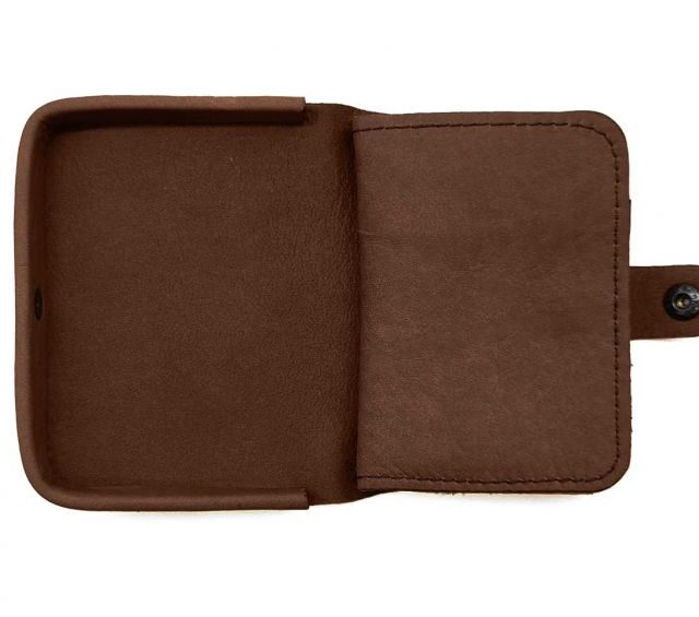 La Guêpe - Petite Maroquinerie - Porte-monnaie carré en cuir cognac - 9247