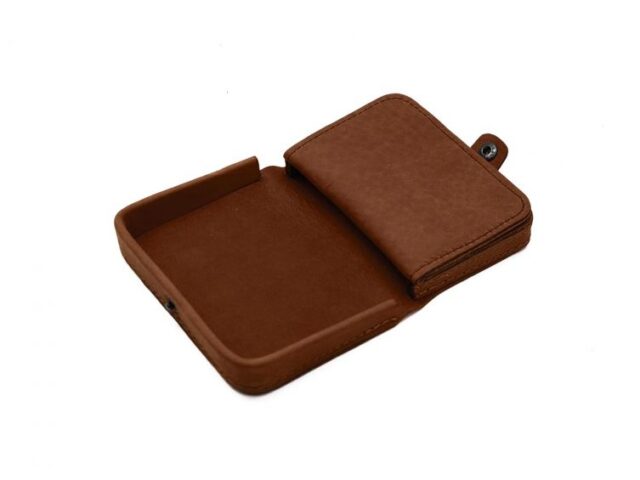 La Guêpe - Petite Maroquinerie - Porte-monnaie carré en cuir cognac - 9247