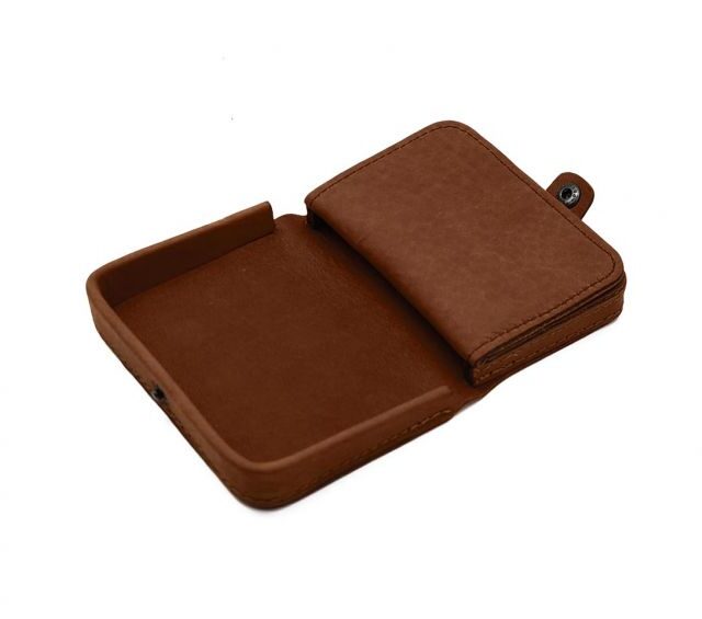 La Guêpe - Petite Maroquinerie - Porte-monnaie carré en cuir cognac - 9247