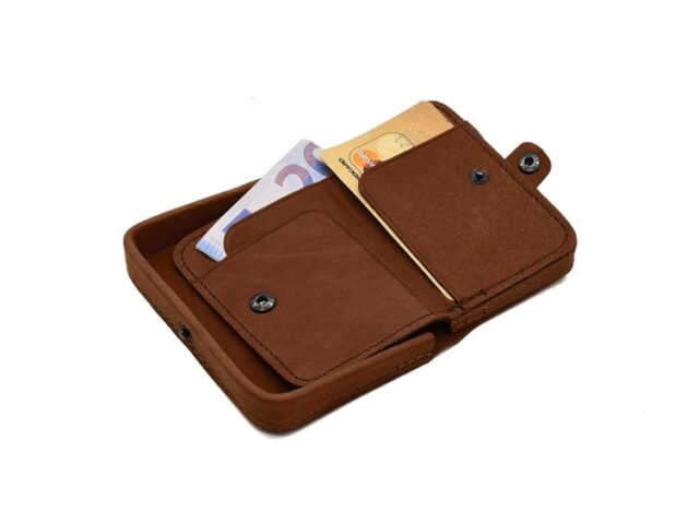 La Guêpe - Petite Maroquinerie - Porte-monnaie carré en cuir cognac - 9247