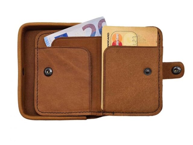 La Guêpe - Petite Maroquinerie - Porte-monnaie carré en cuir fauve - 9247