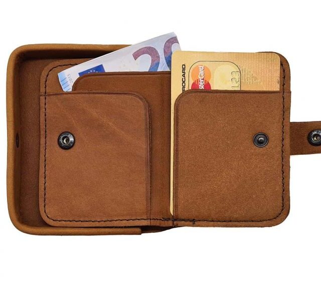 La Guêpe - Petite Maroquinerie - Porte-monnaie carré en cuir fauve - 9247