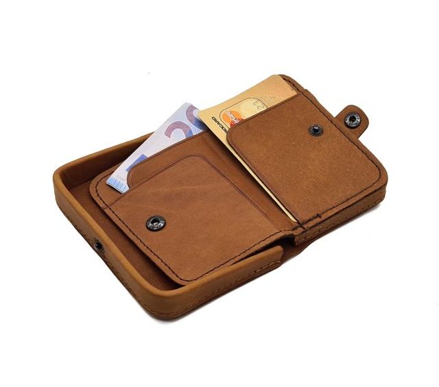 La Guêpe - Petite Maroquinerie - Porte-monnaie carré en cuir fauve - 9247