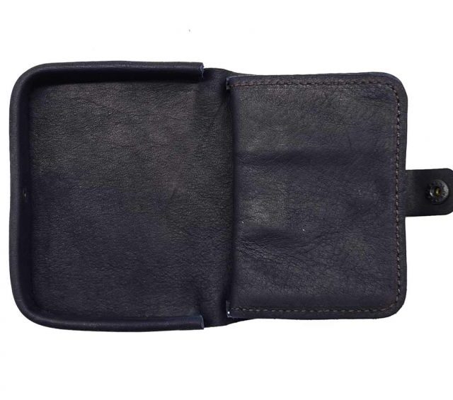 La Guêpe - Petite Maroquinerie - Porte-monnaie carré en cuir marine - 9247