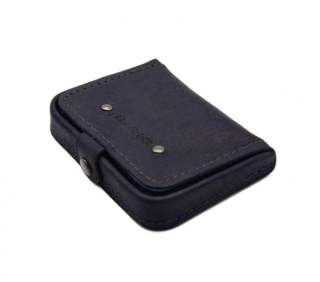 La Guêpe - Petite Maroquinerie - Porte-monnaie carré en cuir marine - 9247