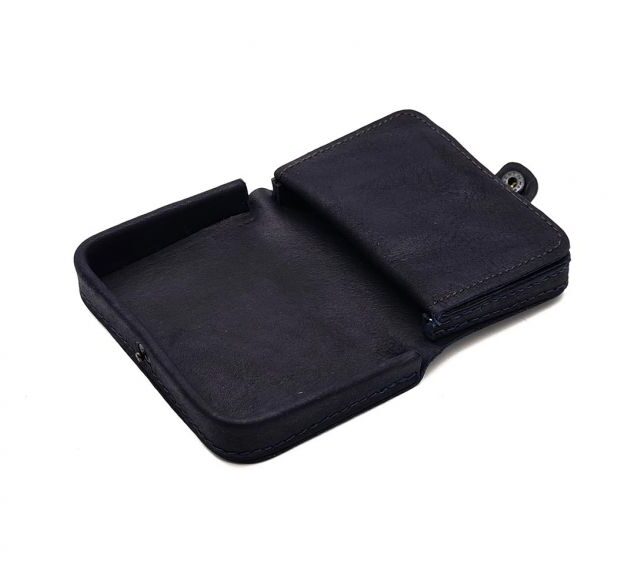 La Guêpe - Petite Maroquinerie - Porte-monnaie carré en cuir marine - 9247