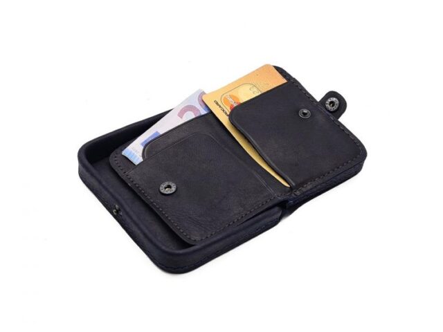 La Guêpe - Petite Maroquinerie - Porte-monnaie carré en cuir marine - 9247