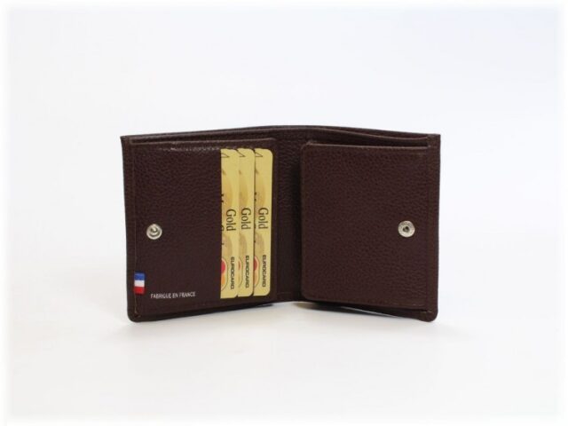 La Guêpe - Petite Maroquinerie - Porte-monnaie carré en cuir marron - 133