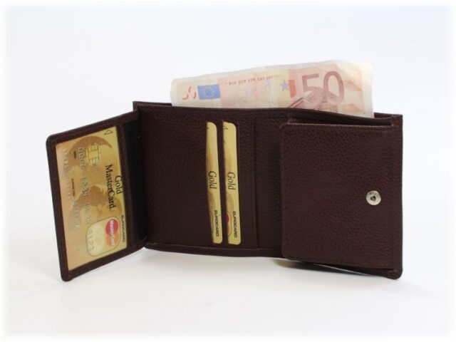 La Guêpe - Petite Maroquinerie - Porte-monnaie carré en cuir marron - 133