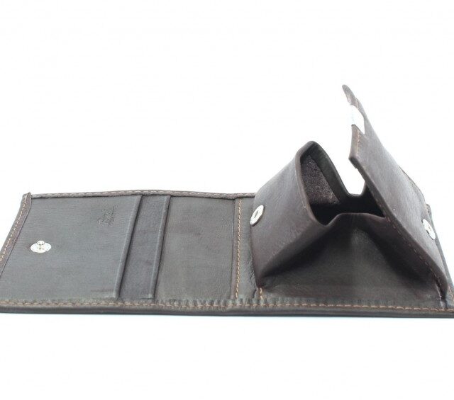 La Guêpe - Petite Maroquinerie - Porte-monnaie carré en cuir marron - 367