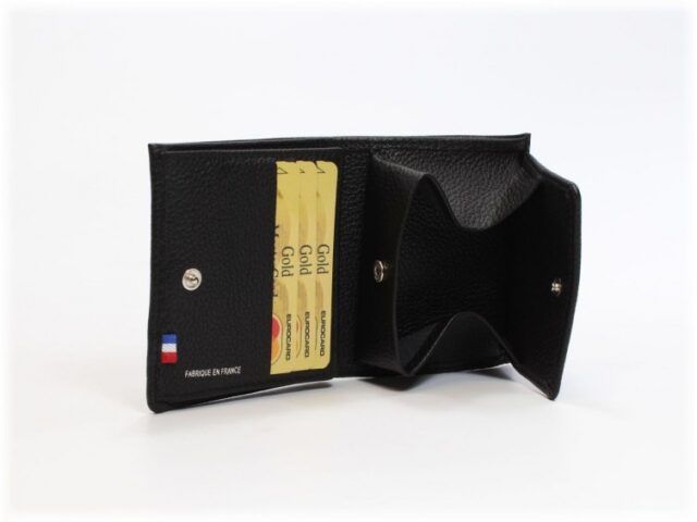 La Guêpe - Petite Maroquinerie - Porte-monnaie carré en cuir noir - 133