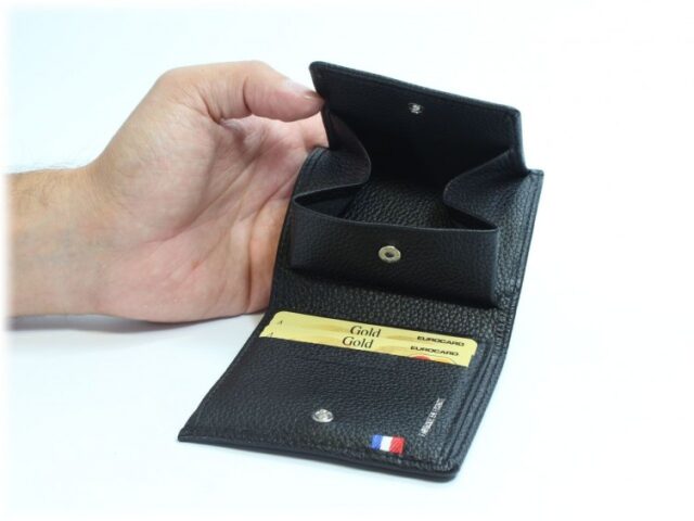 La Guêpe - Petite Maroquinerie - Porte-monnaie carré en cuir noir - 133