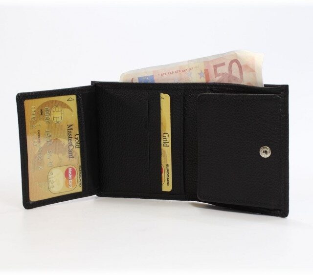 La Guêpe - Petite Maroquinerie - Porte-monnaie carré en cuir noir - 133