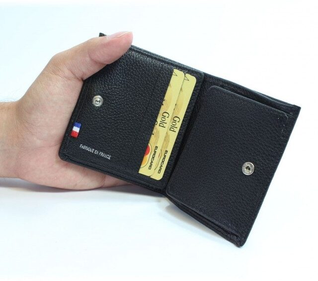 La Guêpe - Petite Maroquinerie - Porte-monnaie carré en cuir noir - 133