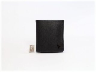 La Guêpe - Porte-monnaie carré en cuir noir – 133