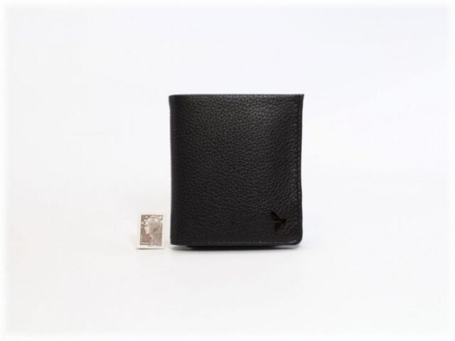 La Guêpe - Porte-monnaie carré en cuir noir – 133