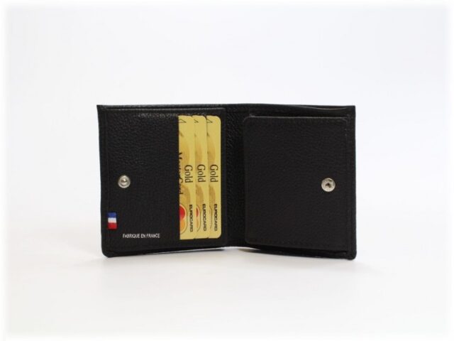 La Guêpe - Petite Maroquinerie - Porte-monnaie carré en cuir noir - 133