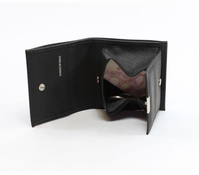 La Guêpe - Petite Maroquinerie - Porte-monnaie carré en cuir noir - 367