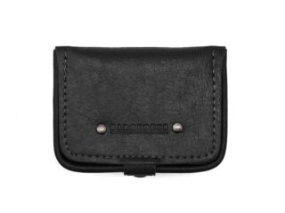 La Guêpe - Porte-monnaie carré en cuir noir – 9247