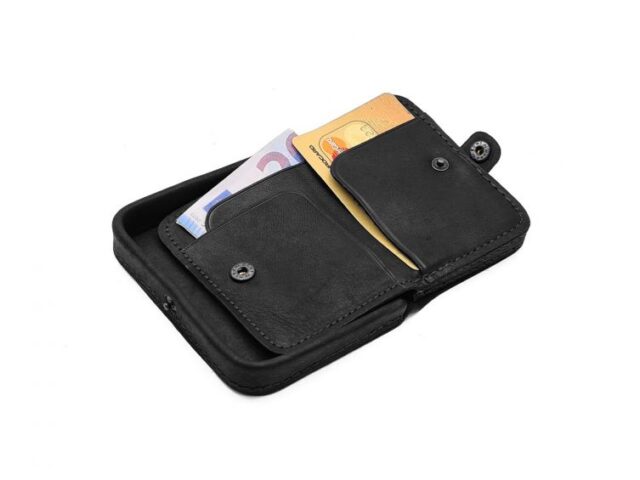 La Guêpe - Petite Maroquinerie - Porte-monnaie carré en cuir noir - 9247