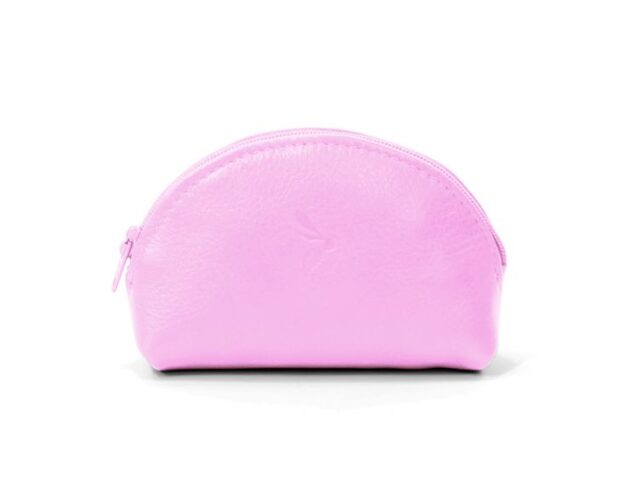 La Guêpe - Porte-monnaie demi-lune en cuir rose – 897