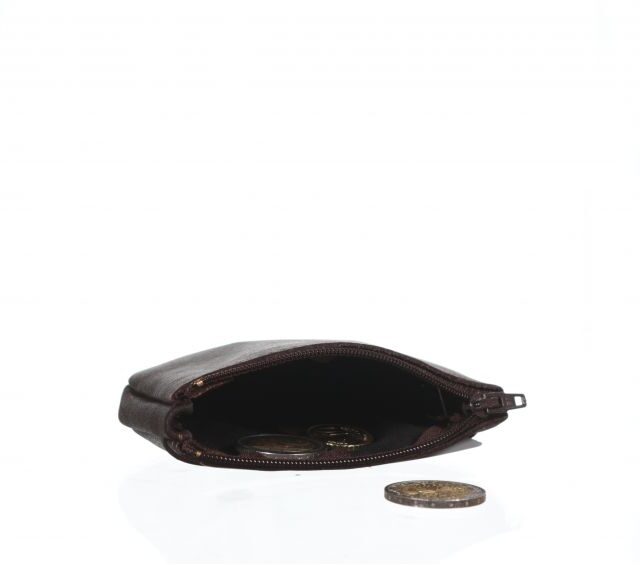 La Guêpe - Petite Maroquinerie - Porte-monnaie fermeture zippée cuir marron 203