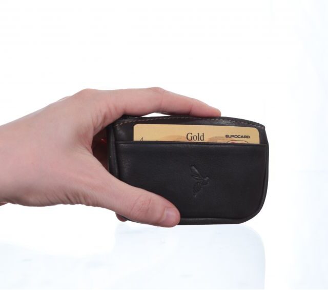 La Guêpe - Petite Maroquinerie - Porte-monnaie fermeture zippée cuir marron 203