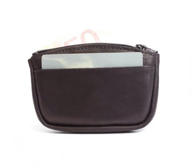 La Guêpe - Petite Maroquinerie - Porte-monnaie fermeture zippée cuir marron 203