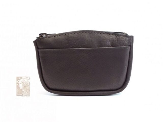 La Guêpe - Petite Maroquinerie - Porte-monnaie fermeture zippée cuir marron 203