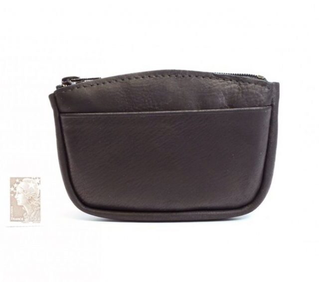 La Guêpe - Petite Maroquinerie - Porte-monnaie fermeture zippée cuir marron 203